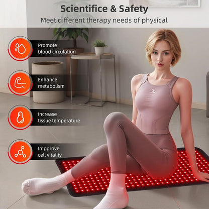 Professional Red Light Therapy Mat with Infrared Heat for Muscle Recovery and Wellness