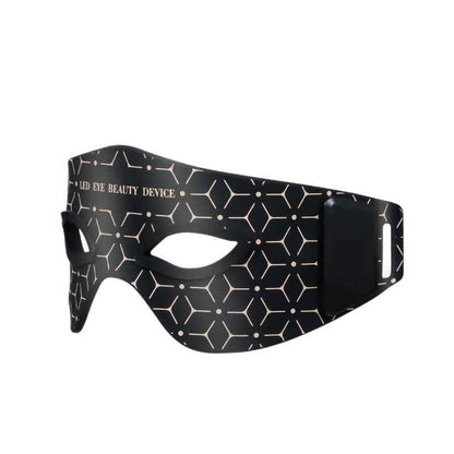 Foldable eye massager with storage bag showing travel-friendly design