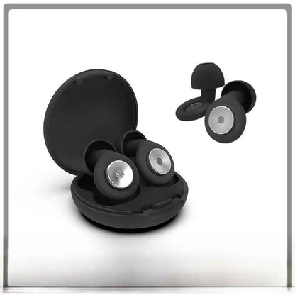 Earplugs on nightstand with sleep accessories showing bedtime routine