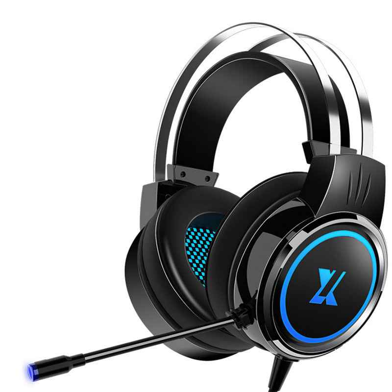 Padded memory foam ear cushions on over-ear gaming headset for extended sessions