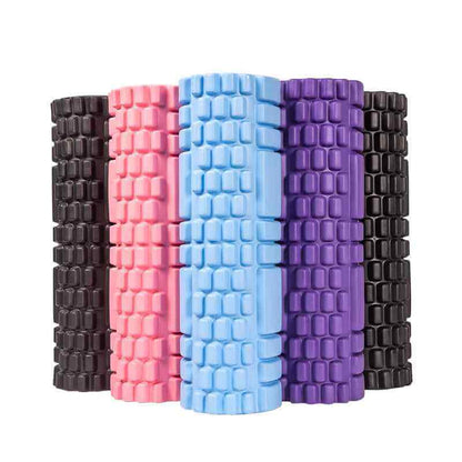 Muscle recovery roller in cherry powder, black, and space gray colors