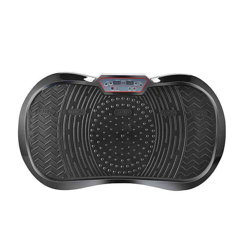 Person performing squat exercise on vibration plate platform for muscle activation