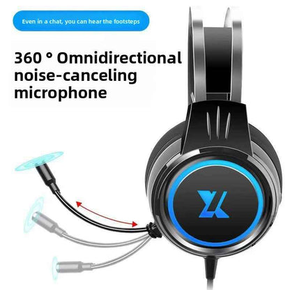 Flexible noise-canceling boom microphone on gaming headset with clear voice pickup