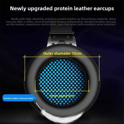 Illuminated dual-plug gaming headset with RGB LED effects for desktop PC